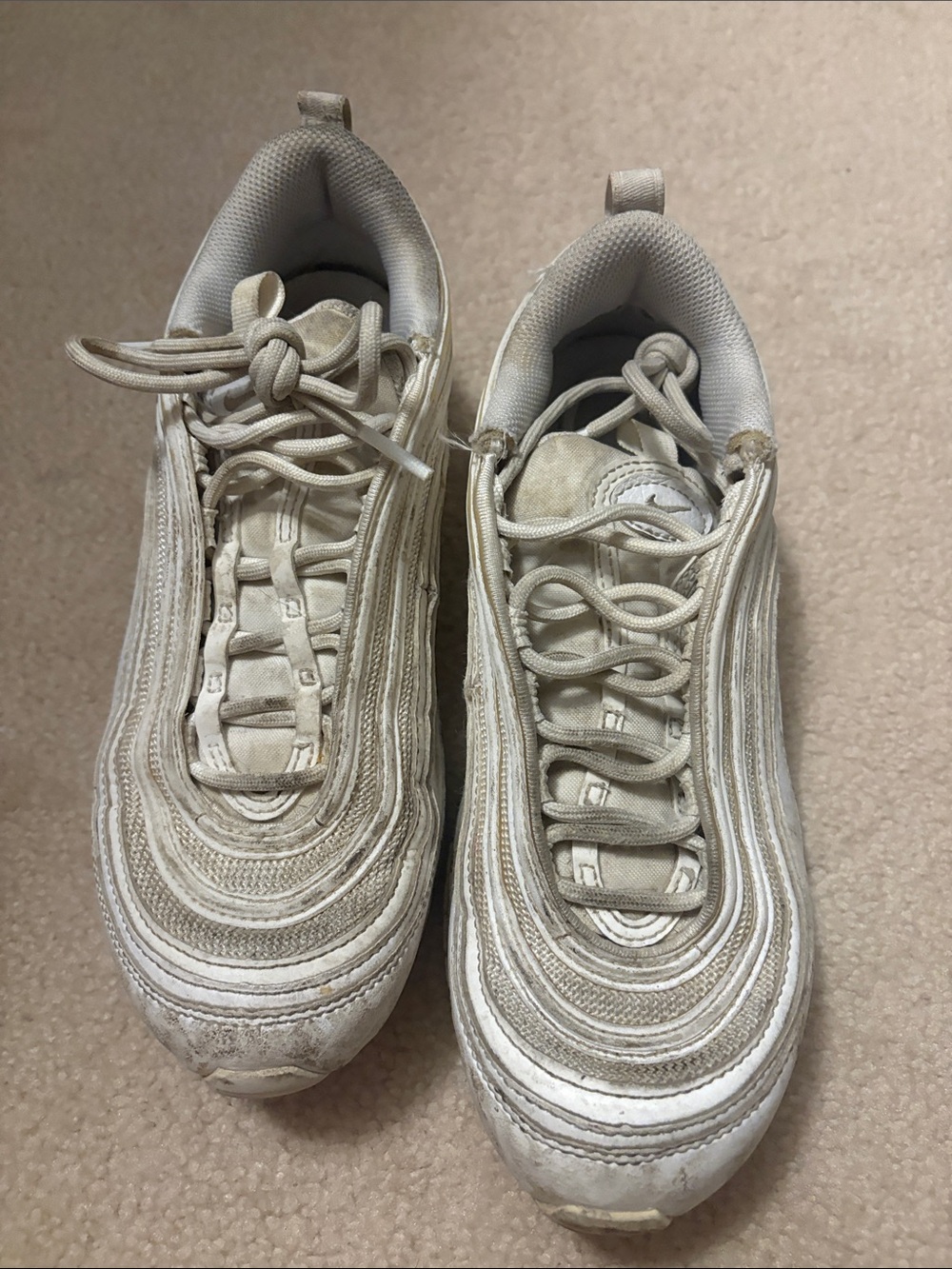 Nike White Low-Top Lace-Up Sneakers with Visible Air Cushion